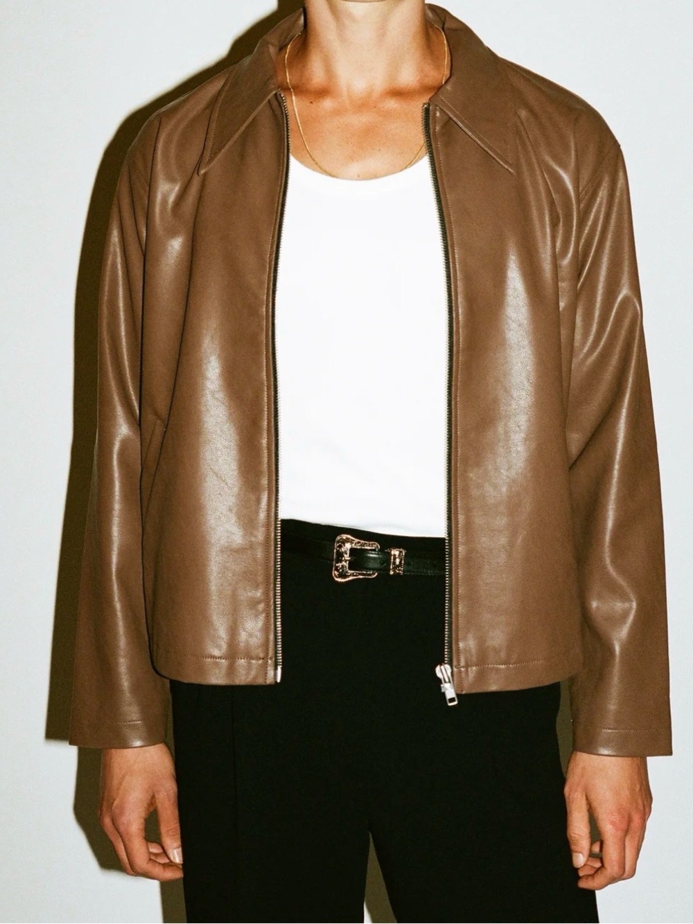 CA Arts Fairfax Vegan Blouson Pecan Faux Leather Zip Jacket XL (PM100222)